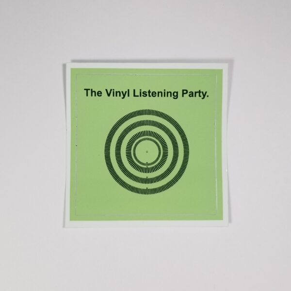 Circles Sticker with caption "The Vinyl Listening Party" Text